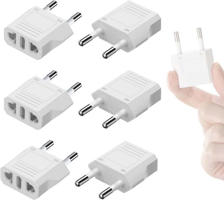 Lenink 6 Packs US to Europe Plug Adapter, Type C Travel Adapter, Fireproof Portable European Power Converter Plug for USA to EU Italy France Germany Spain Maldives