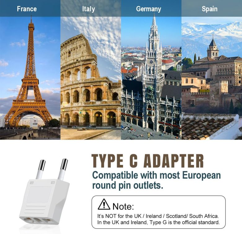 Lenink 6 Packs US to Europe Plug Adapter, Type C Travel Adapter, Fireproof Portable European Power Converter Plug for USA to EU Italy France Germany Spain Maldives - Image 2