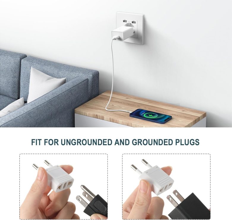 Lenink 6 Packs US to Europe Plug Adapter, Type C Travel Adapter, Fireproof Portable European Power Converter Plug for USA to EU Italy France Germany Spain Maldives - Image 4