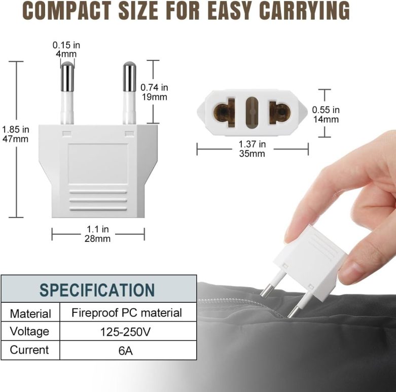 Lenink 6 Packs US to Europe Plug Adapter, Type C Travel Adapter, Fireproof Portable European Power Converter Plug for USA to EU Italy France Germany Spain Maldives - Image 5